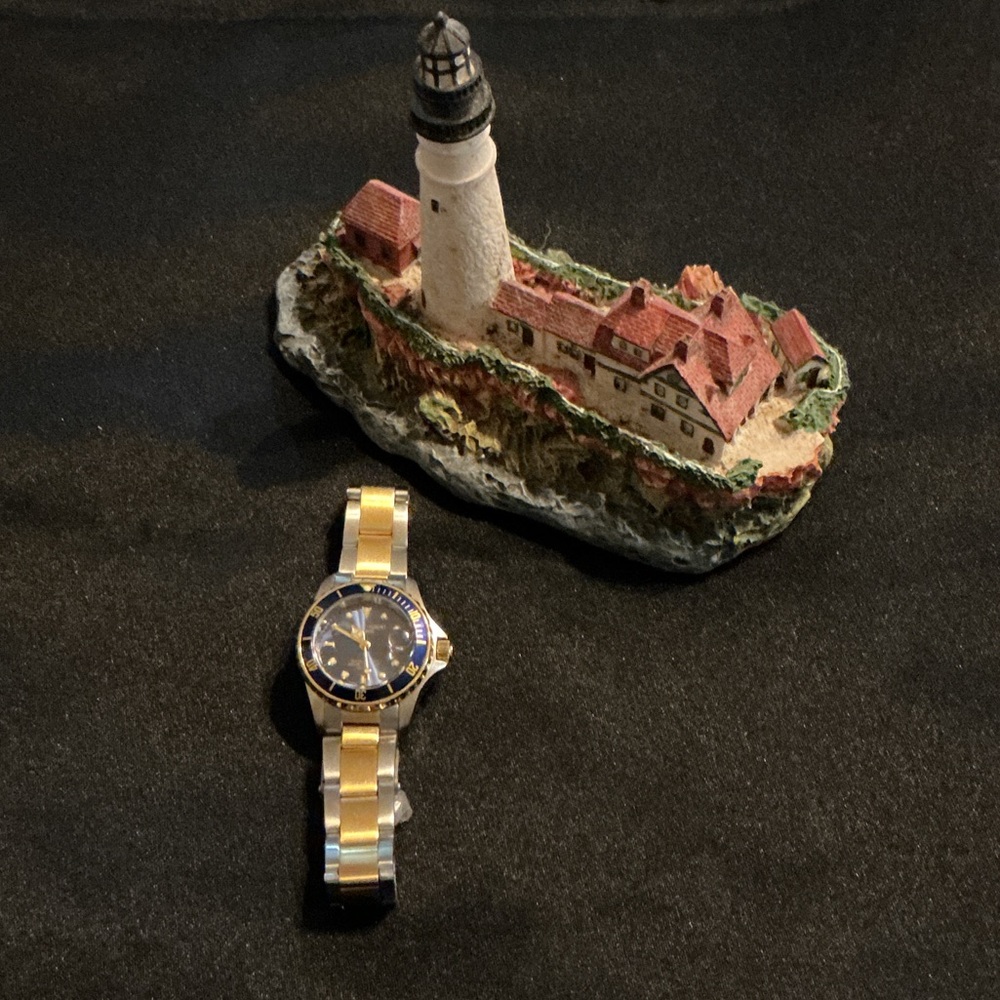 Charles Hubert Paris Two-Tone Gold & Stainless Steel Watch with Blue Dial
